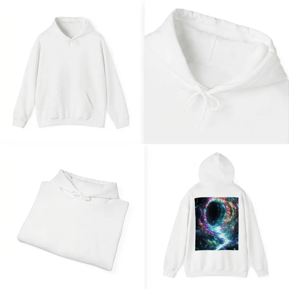 Neon Cosmic Portal Swirling Galaxy Space – Hoodies
