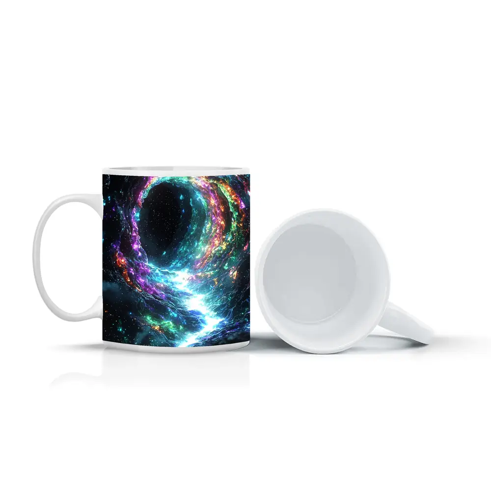 Neon Cosmic Portal Swirling Galaxy Space – Mugs