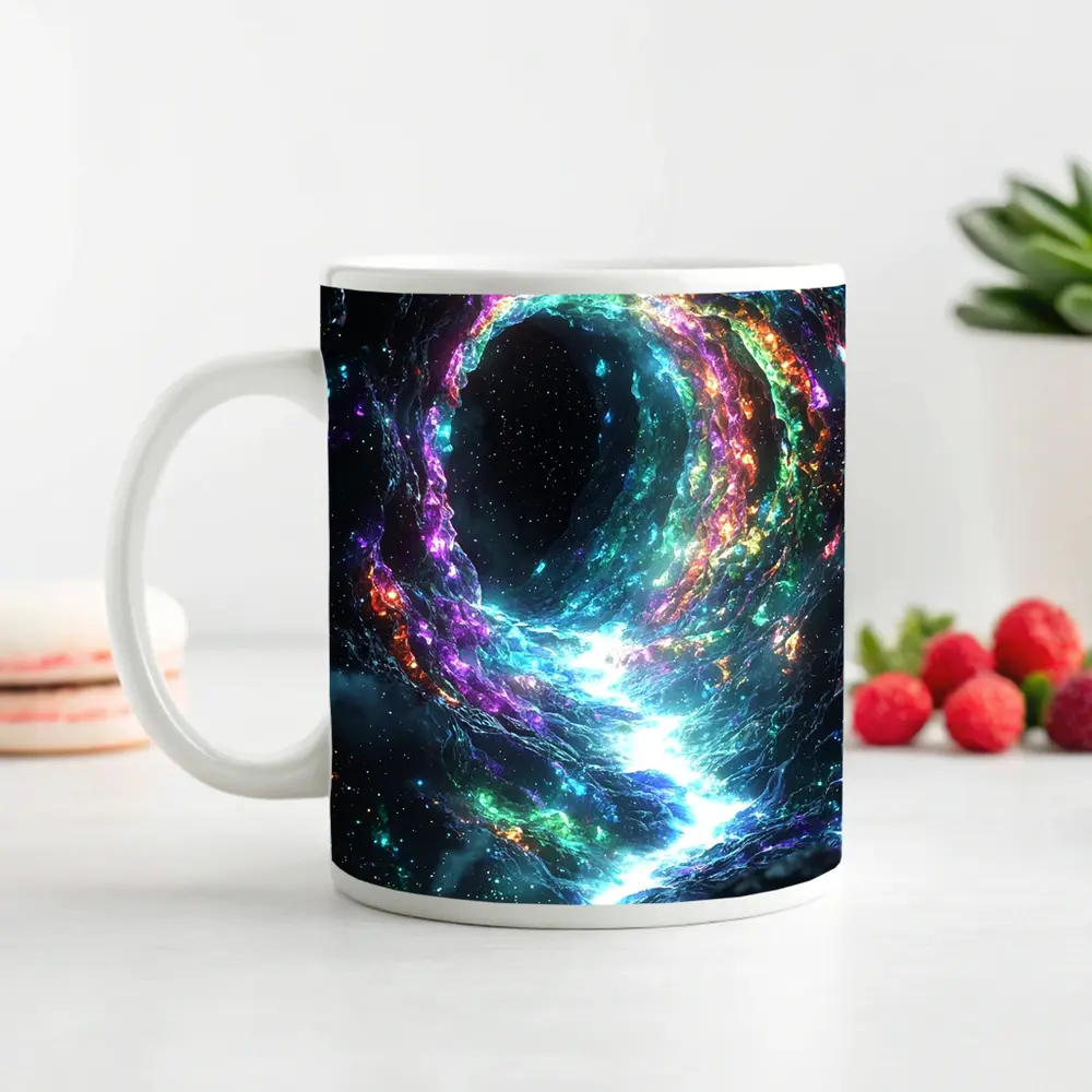 Neon Cosmic Portal Swirling Galaxy Space – Mugs