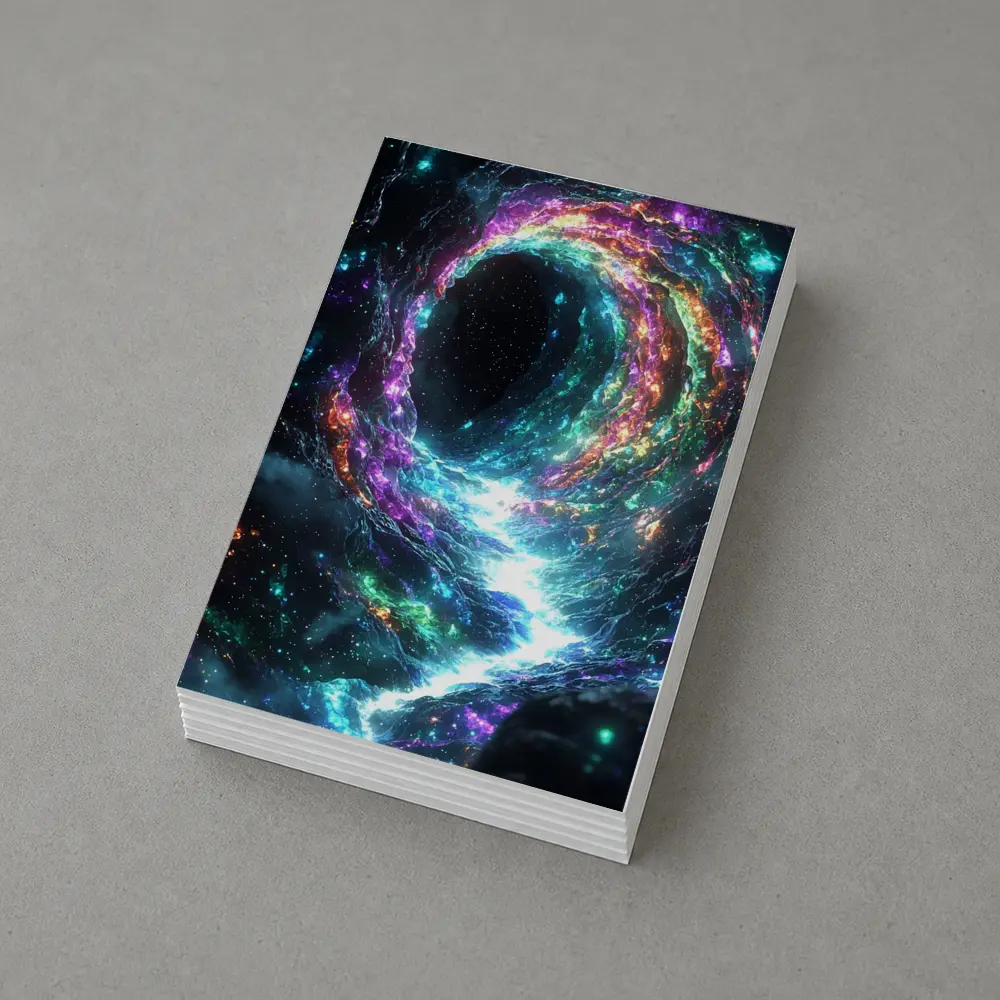 Neon Cosmic Portal Swirling Galaxy Space – Postcards