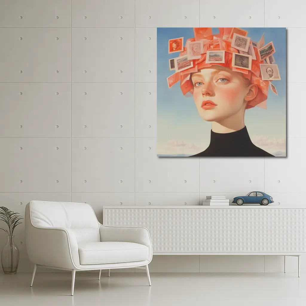 Woman Head Collage Photographs Sky Background – Wall Art