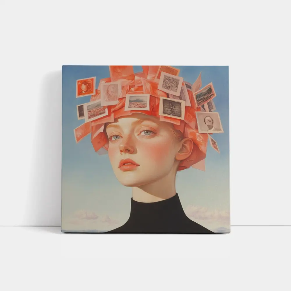 Woman Head Collage Photographs Sky Background – Wall Art