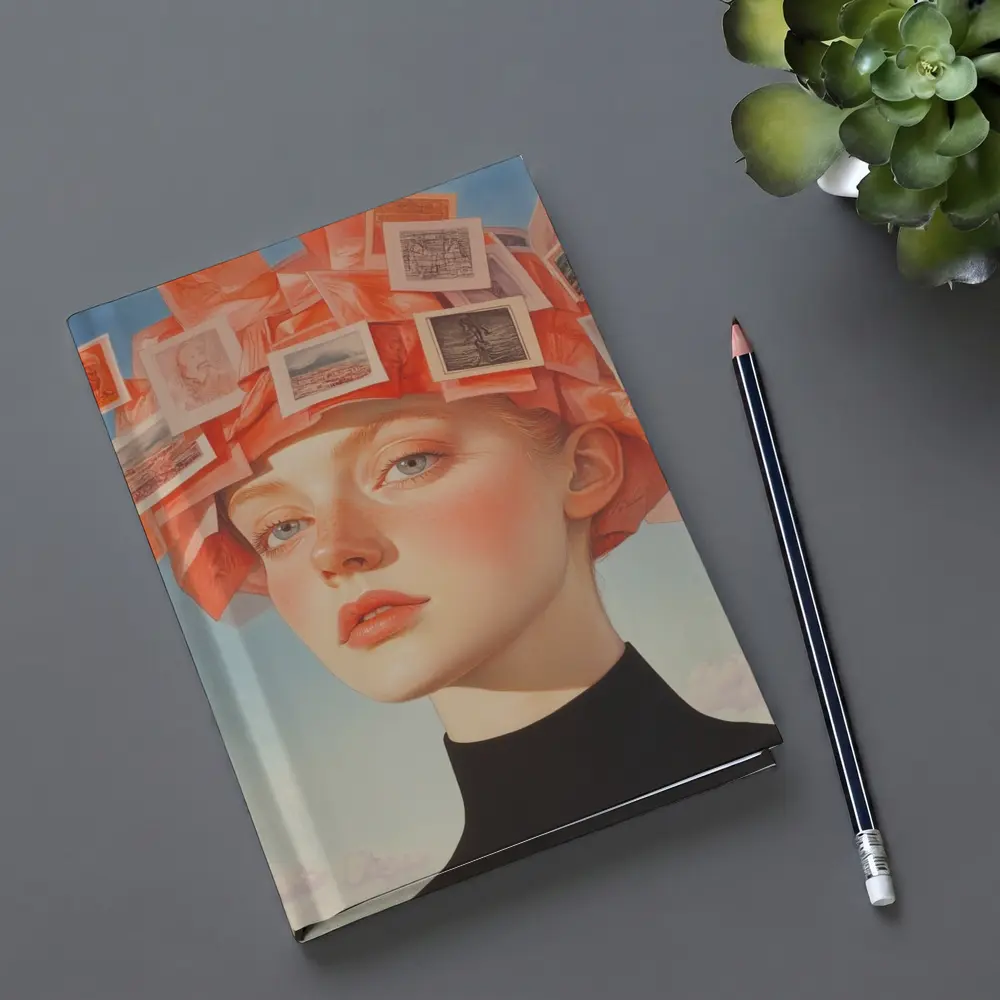 Woman Head Collage Photographs Sky Background – Notebooks