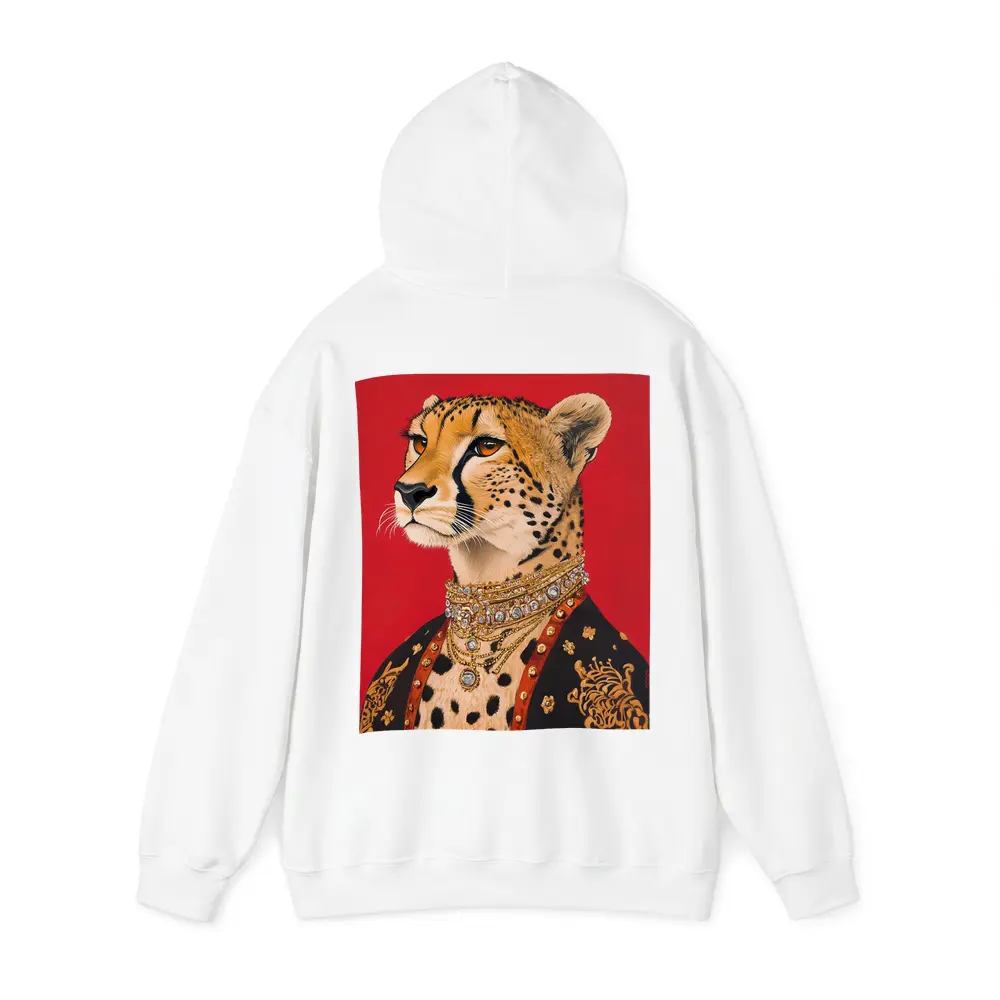 Royal Cheetah Portrait Red Background Fashion Art – Hoodies