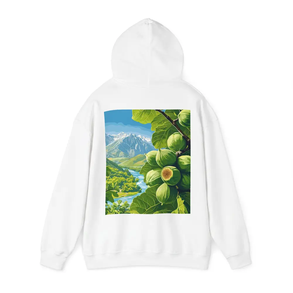 Green Figs on Branch Mountain River Landscape – Hoodies