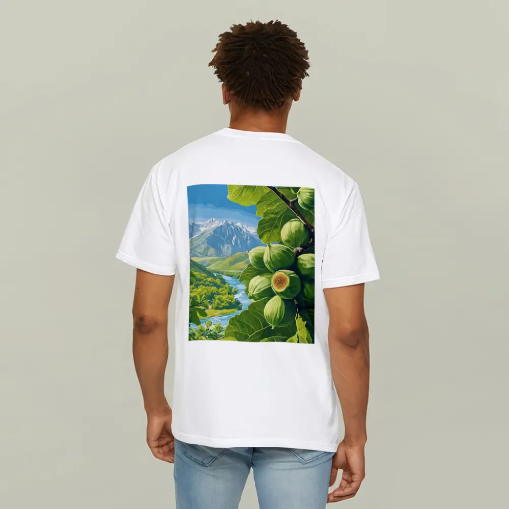 Green Figs on Branch Mountain River Landscape – T-Shirts