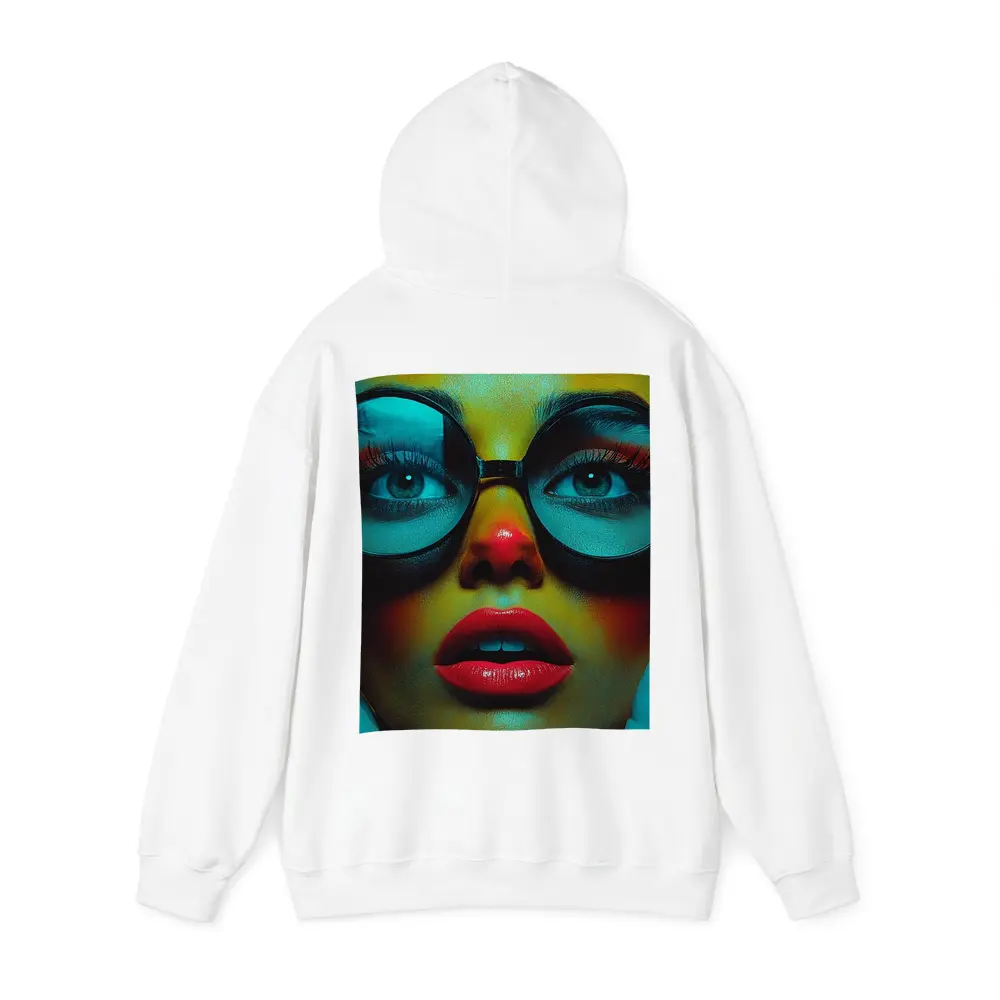 Bold Woman Round Glasses Neon Portrait – Hoodies