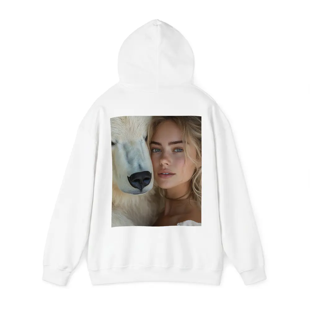 Young Woman With White Polar Bear Portrait – Hoodies