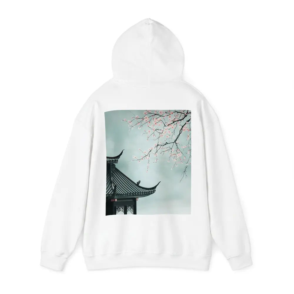 Chinese Pagoda Cherry Blossoms Misty Sky – Hoodies