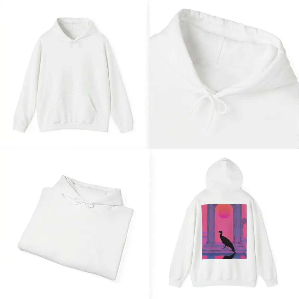 Black Vulture Silhouette Pink Neon Arch – Hoodies