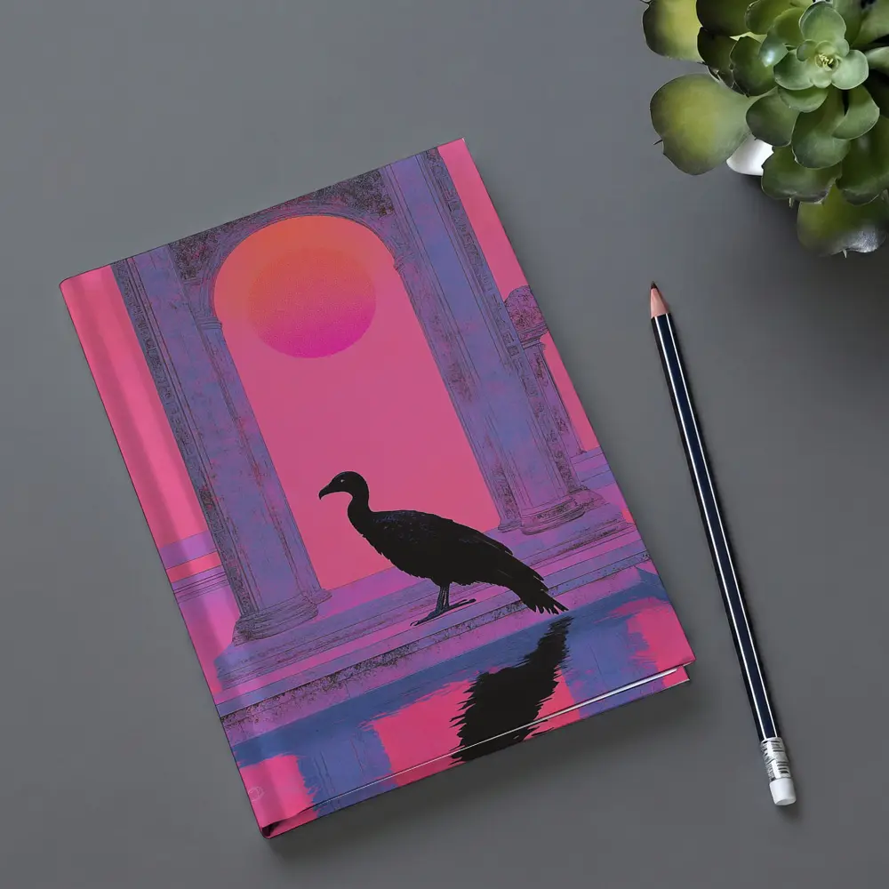 Black Vulture Silhouette Pink Neon Arch – Notebooks