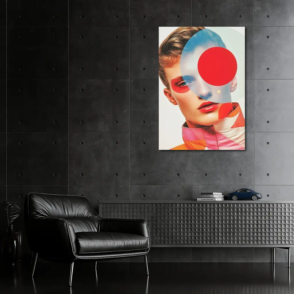 Fashion Portrait Collage Art Red Geometric – Wall Art