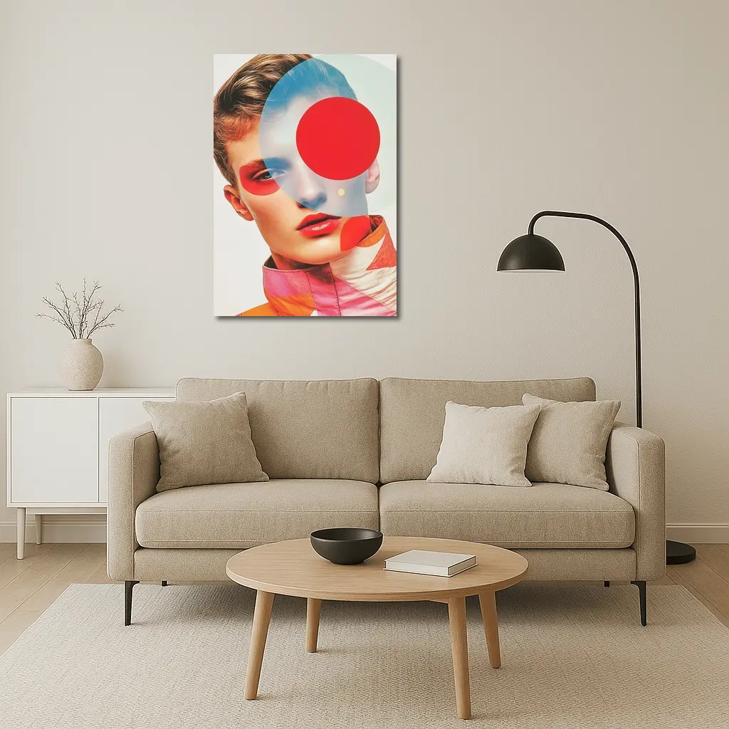 Fashion Portrait Collage Art Red Geometric – Wall Art