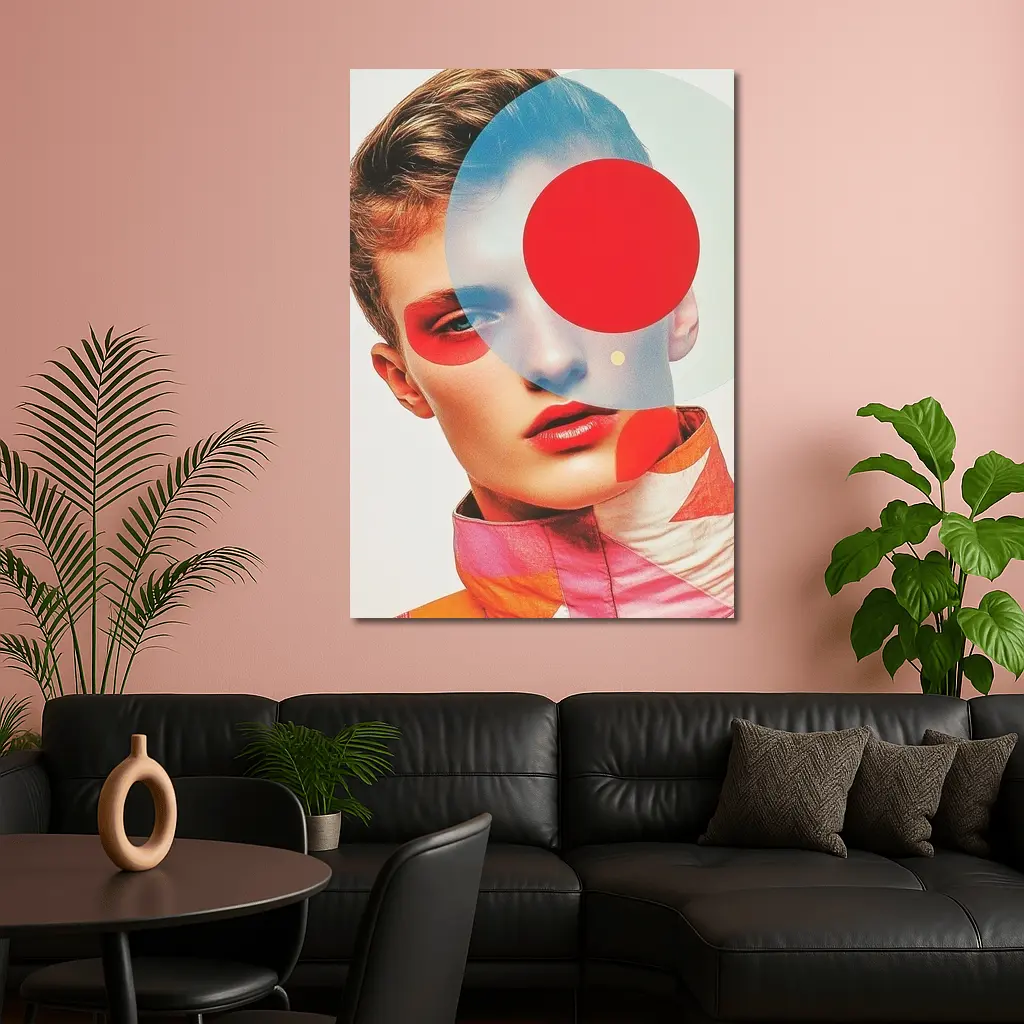 Fashion Portrait Collage Art Red Geometric – Wall Art