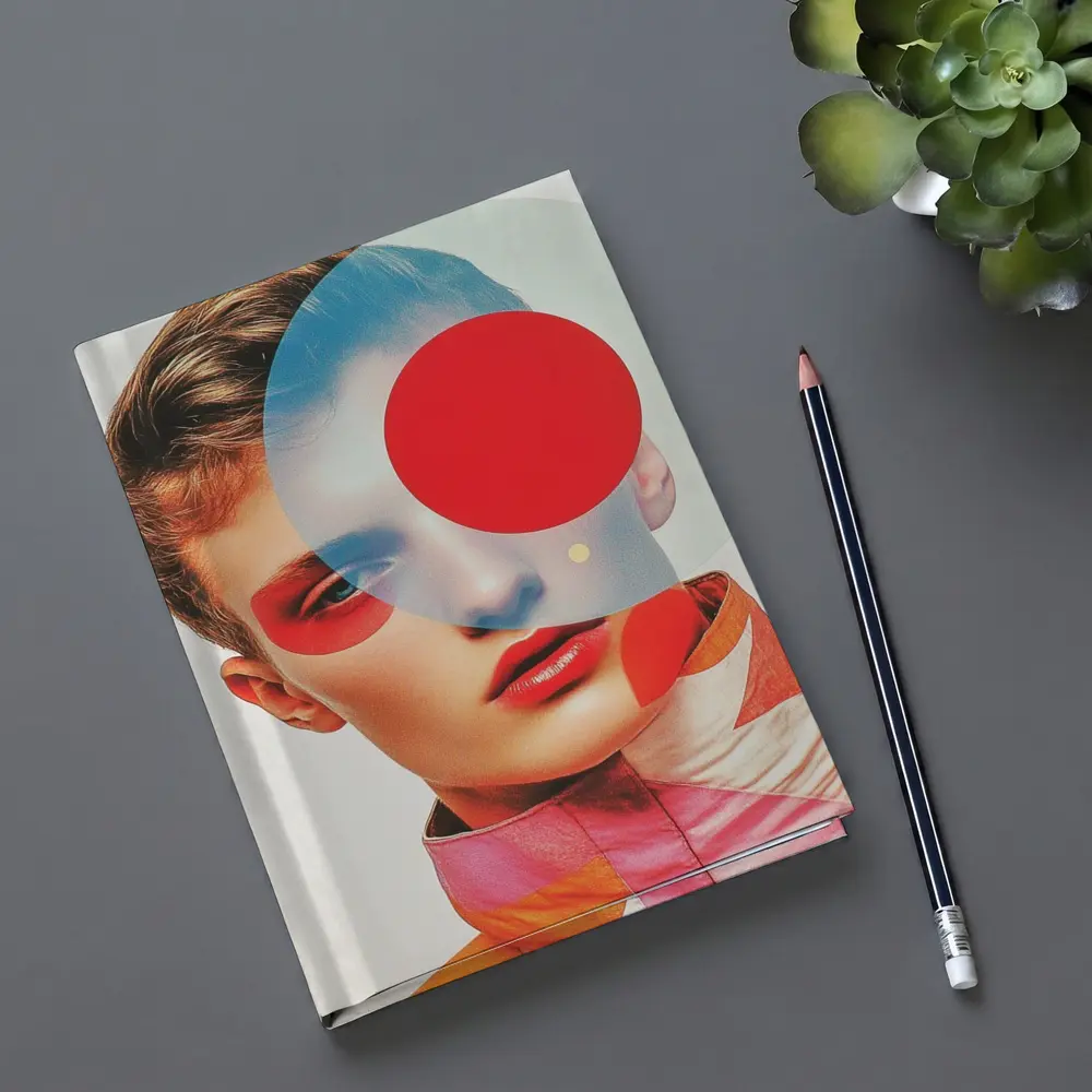 Fashion Portrait Collage Art Red Geometric – Notebooks
