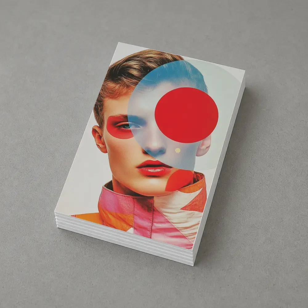 Fashion Portrait Collage Art Red Geometric – Postcards