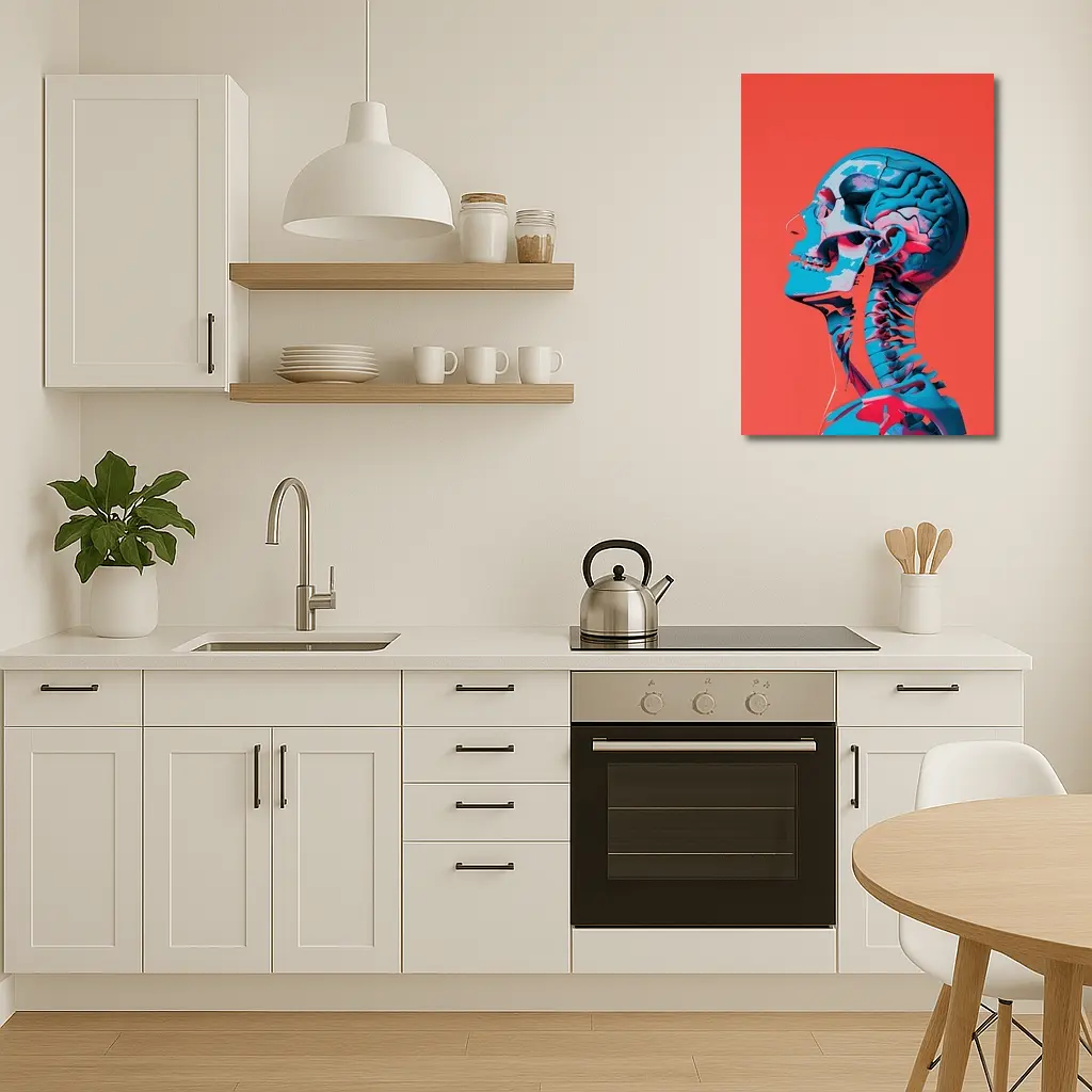 Human Skull Brain Anatomy Red Background – Wall Art