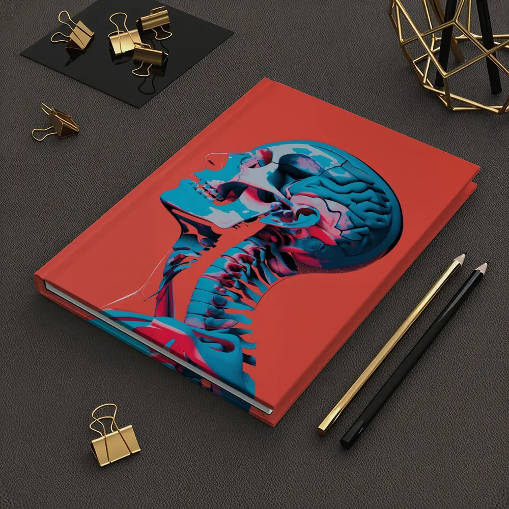 Human Skull Brain Anatomy Red Background – Notebooks