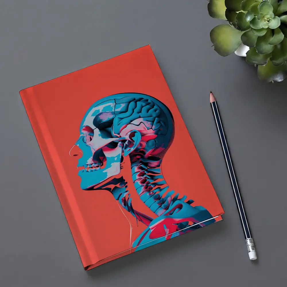 Human Skull Brain Anatomy Red Background – Notebooks