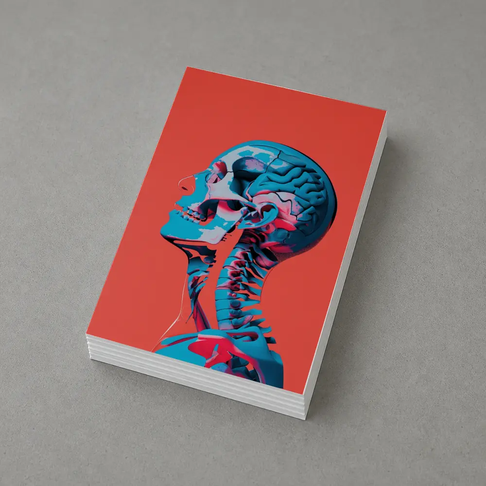 Human Skull Brain Anatomy Red Background – Postcards