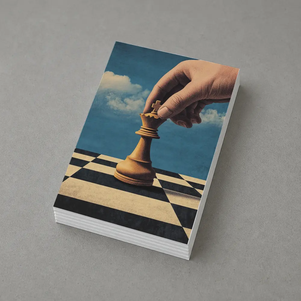 Hand Moving King Chess Piece Blue Sky – Postcards