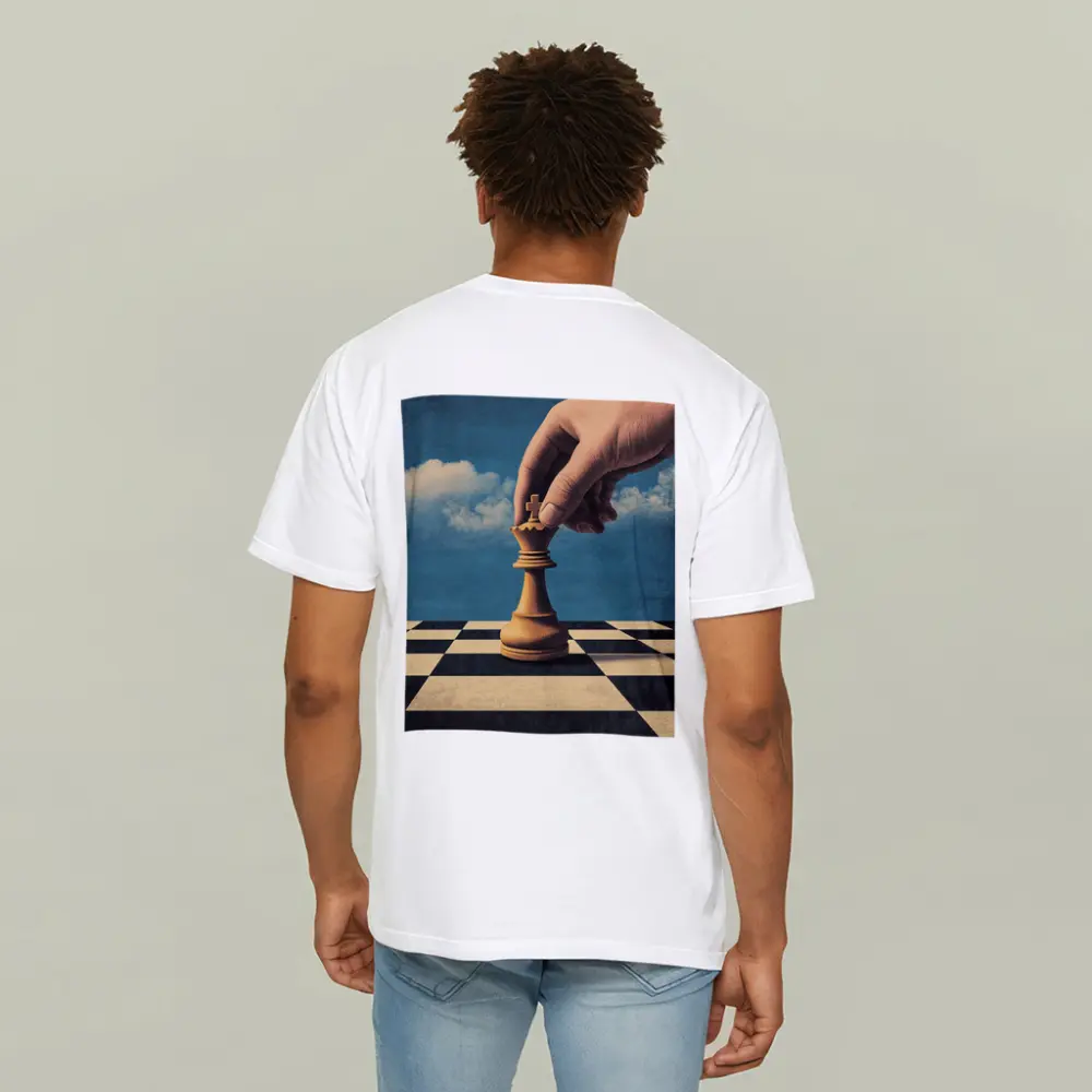 Hand Moving King Chess Piece Blue Sky – T-Shirts