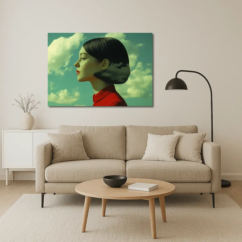 Woman Profile Surreal Sky Clouds Art – Wall Art