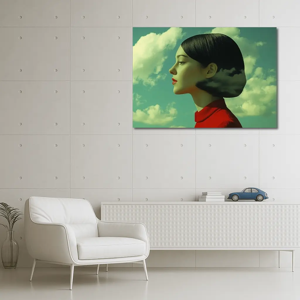 Woman Profile Surreal Sky Clouds Art – Wall Art