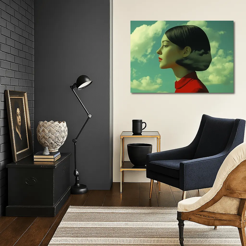 Woman Profile Surreal Sky Clouds Art – Wall Art