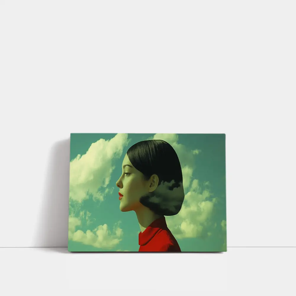 Woman Profile Surreal Sky Clouds Art – Wall Art