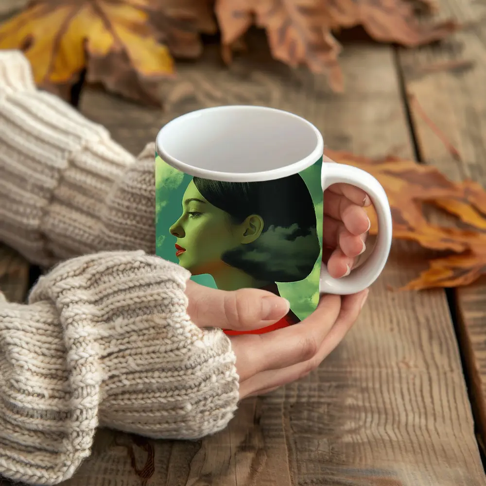 Woman Profile Surreal Sky Clouds Art – Mugs
