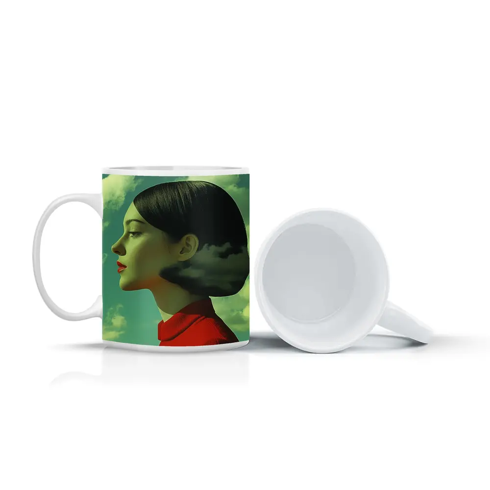Woman Profile Surreal Sky Clouds Art – Mugs