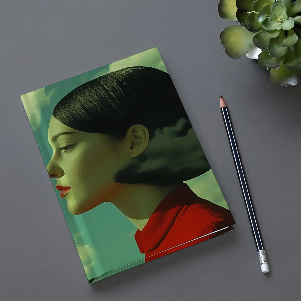 Woman Profile Surreal Sky Clouds Art – Notebooks