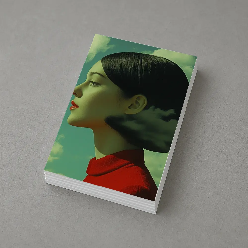 Woman Profile Surreal Sky Clouds Art – Postcards