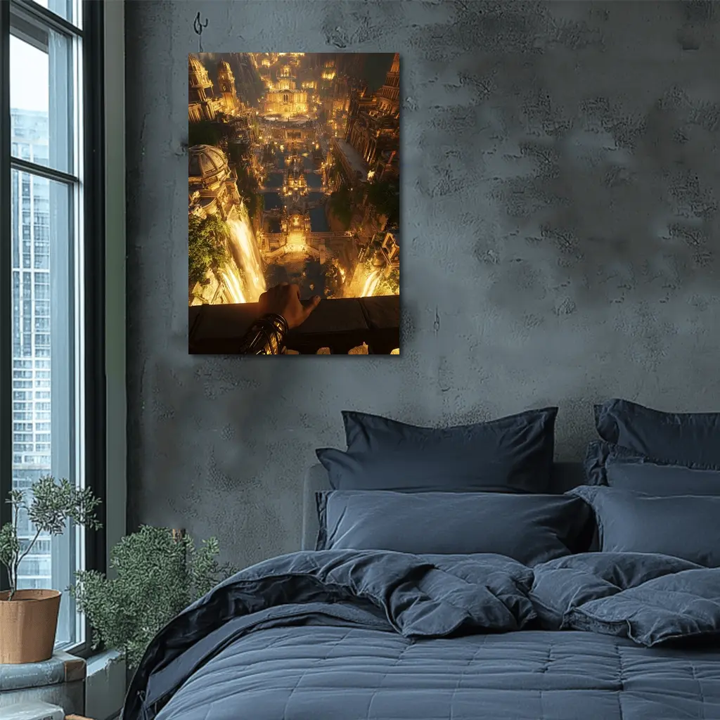 Ancient Golden City Fantasy Aerial View – Wall Art