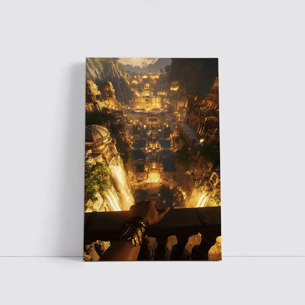 Ancient Golden City Fantasy Aerial View – Wall Art