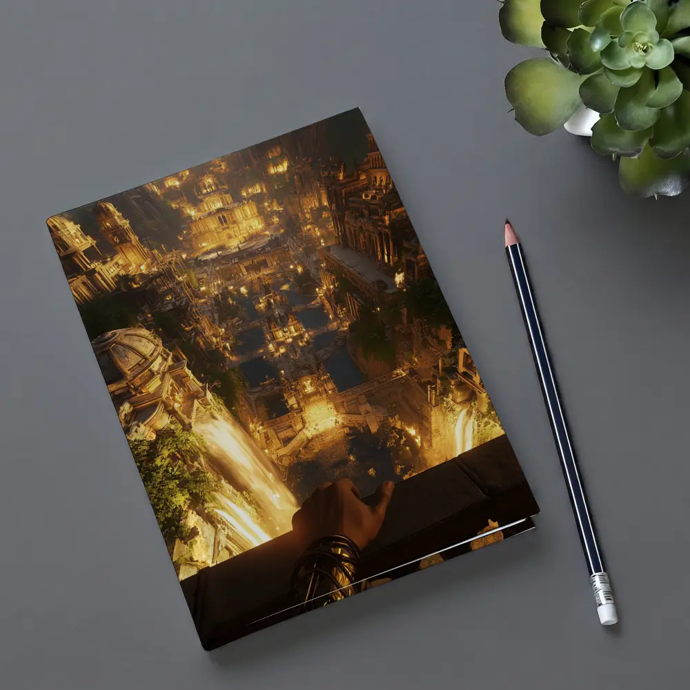 Ancient Golden City Fantasy Aerial View – Notebooks