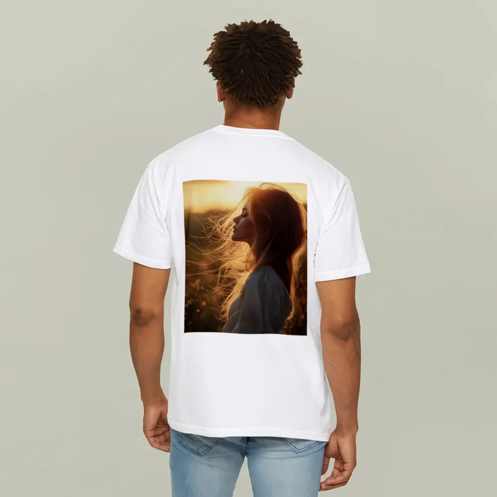 Red Hair Woman Golden Sunset Field – T-Shirts