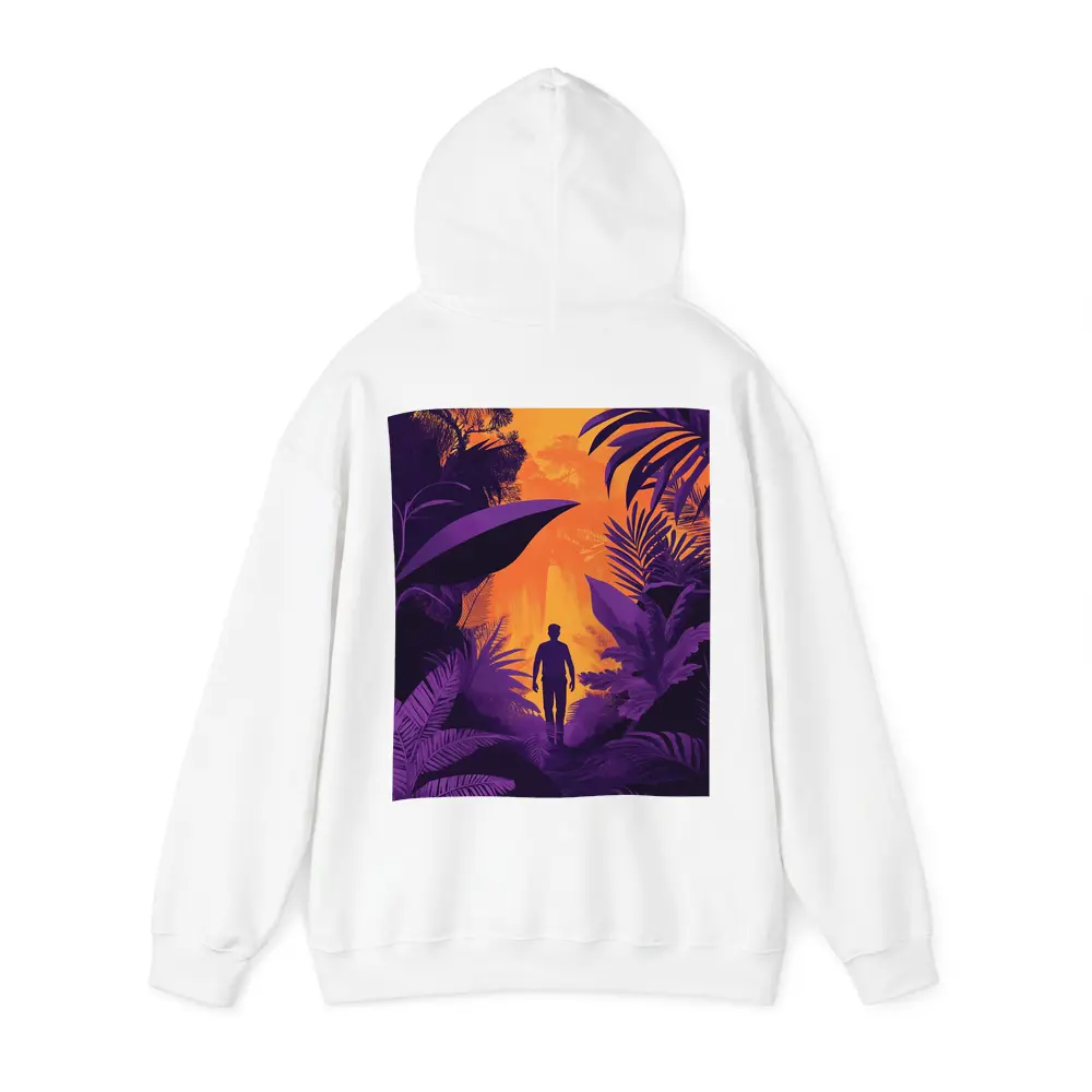 Man Silhouette Walking Through Purple Jungle – Hoodies