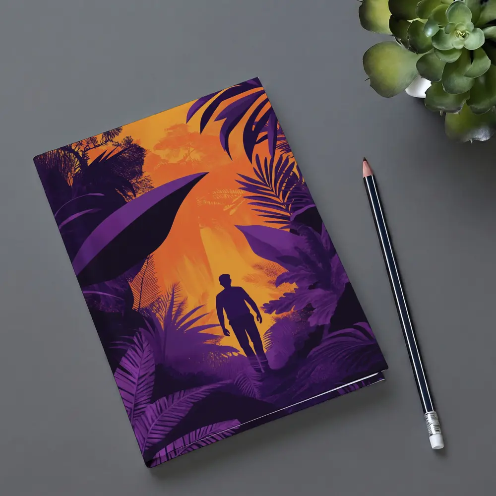 Man Silhouette Walking Through Purple Jungle – Notebooks