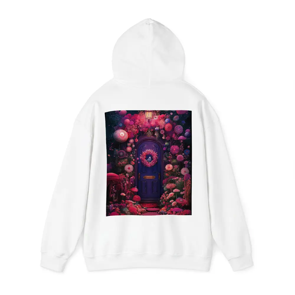Purple Door Surrounded By Magical Fantasy Flowers – Hoodies