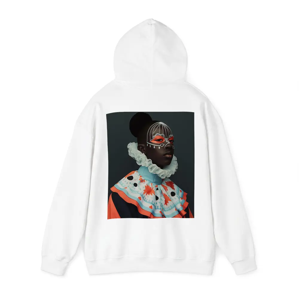 Fashion Portrait Woman Ornate Mask Gray Background – Hoodies