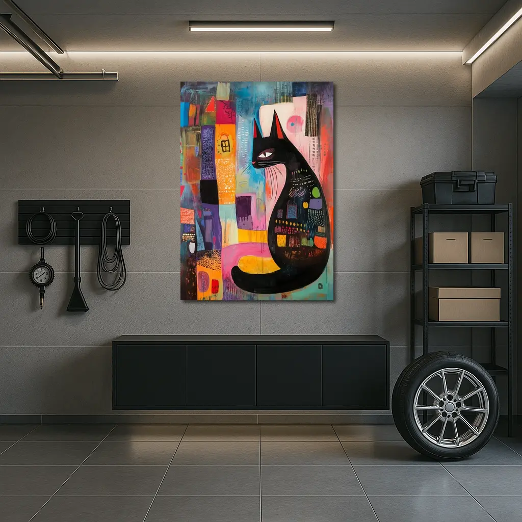 Black Cat Abstract Colorful Urban Art – Wall Art
