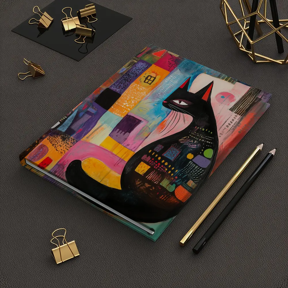 Black Cat Abstract Colorful Urban Art – Notebooks