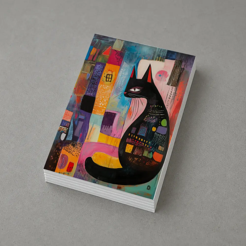 Black Cat Abstract Colorful Urban Art – Postcards
