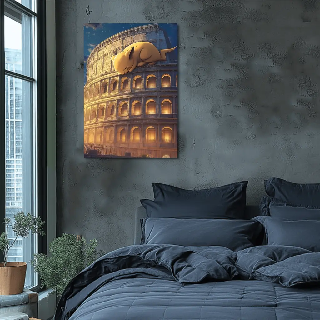 Sleeping Pikachu On Rome Colosseum Night – Wall Art