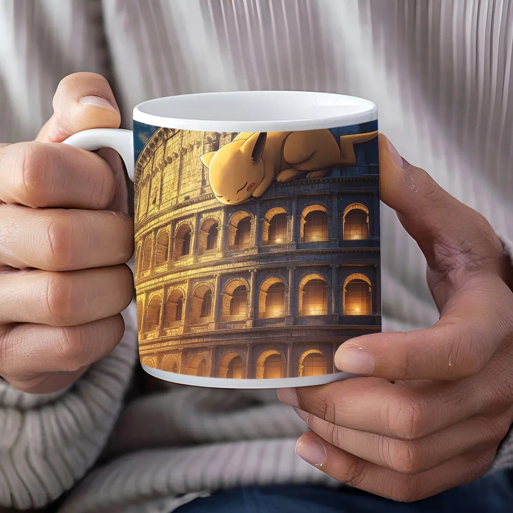 Sleeping Pikachu On Rome Colosseum Night – Mugs