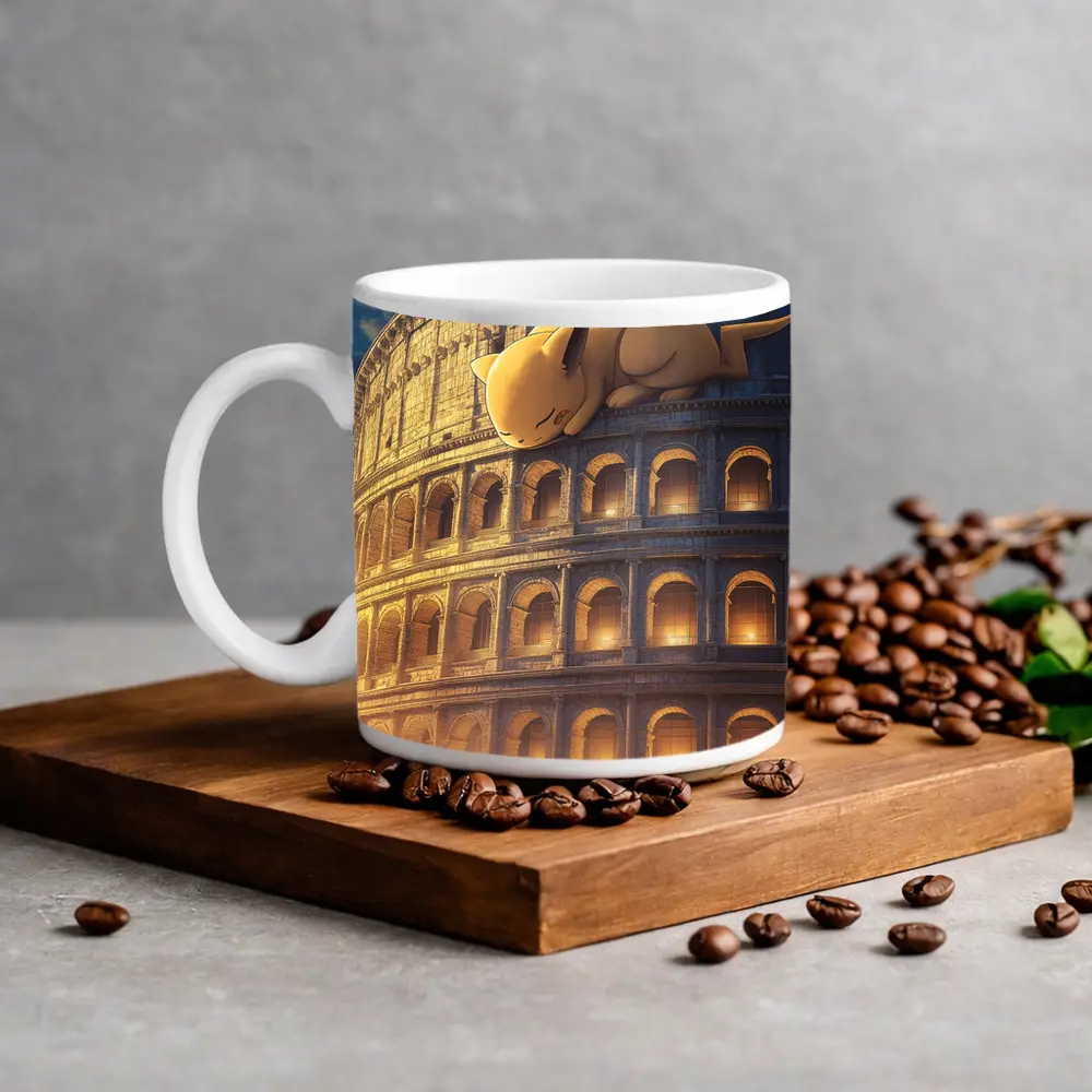 Sleeping Pikachu On Rome Colosseum Night – Mugs