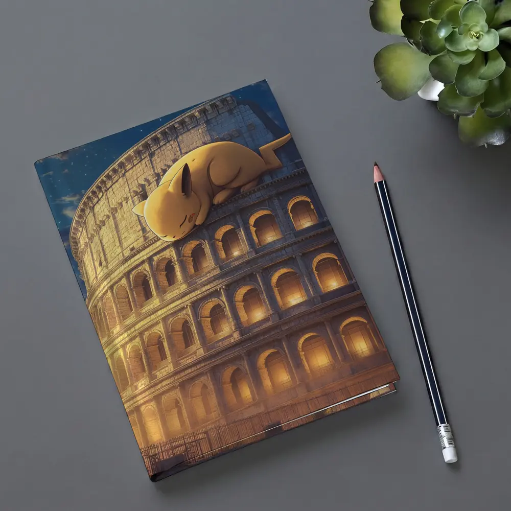 Sleeping Pikachu On Rome Colosseum Night – Notebooks