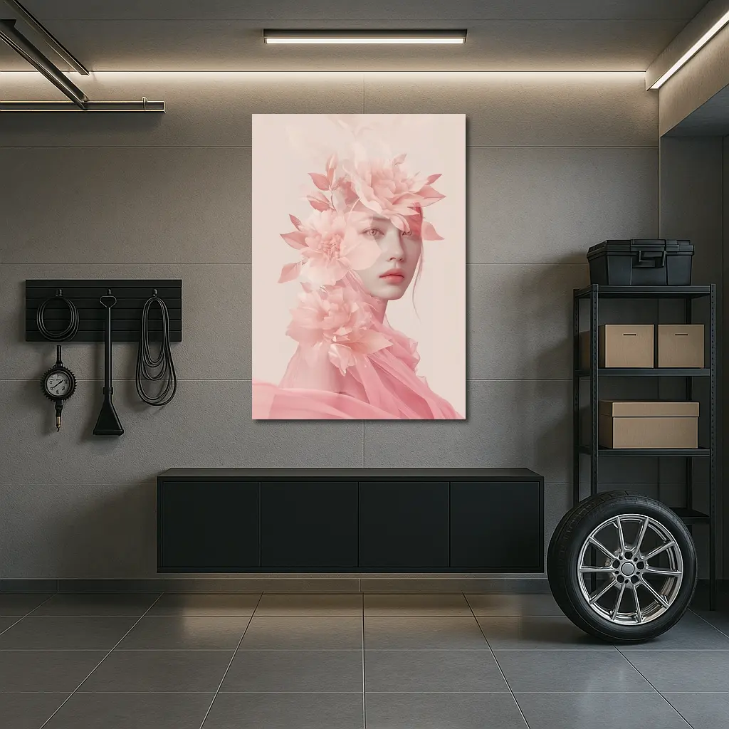 Pink Floral Woman Portrait Soft Dreamy – Wall Art